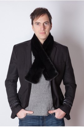 Black mink fur scarf - unisex